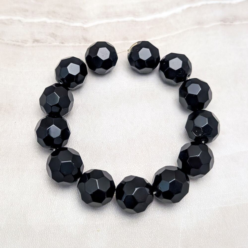 Vintage Stretch Bracelet Black Extra Large Glass Beads - Crafting?